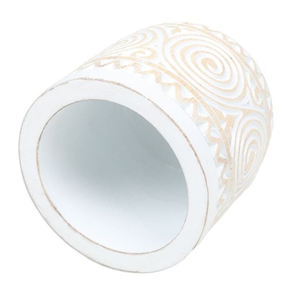 Alternate image for Hand-Carved Wood Decorative Vase with Distressed Finish Spiral Beauty