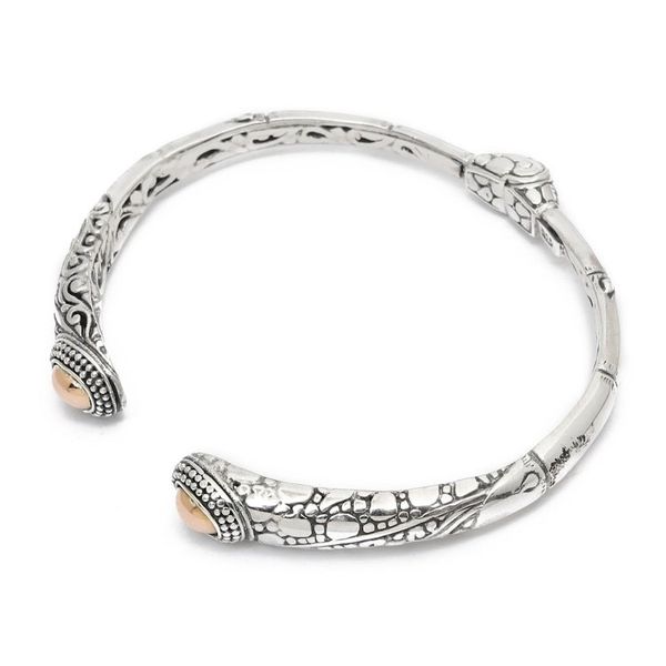 Alternate image for Traditional 18k Gold-Accented Sterling Silver Cuff Bracelet Sparkling Bamboo