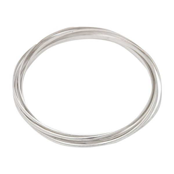 Alternate image for Modern Minimalist Polished Sterling Silver Bangle Bracelet Radiant Hoop