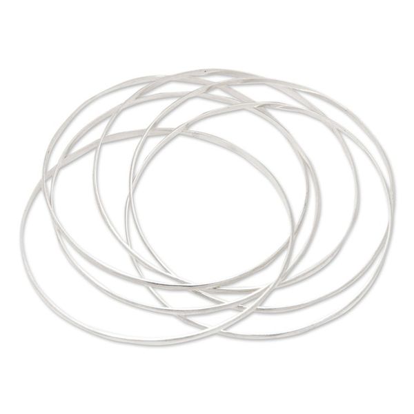 Alternate image for Modern Minimalist Polished Sterling Silver Bangle Bracelet Radiant Hoop
