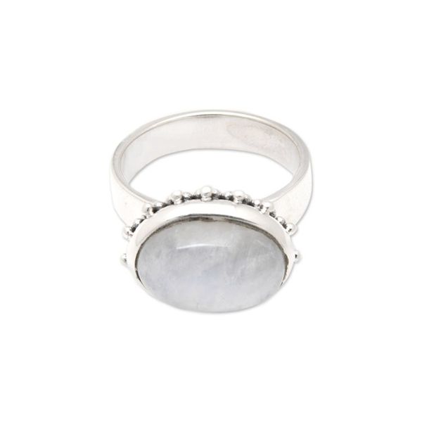 Alternate image for Natural Rainbow Moonstone Cabochon Cocktail Ring Moon Paradise