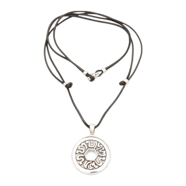 Alternate image for Adjustable Classic Round Sterling Silver Pendant Necklace Islands Grandeur