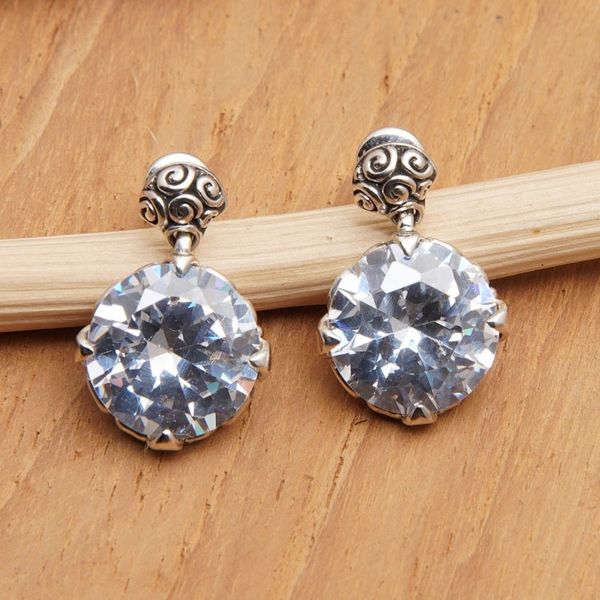 Alternate image for Sterling Silver Button Earrings with Cubic Zirconia White Mystique