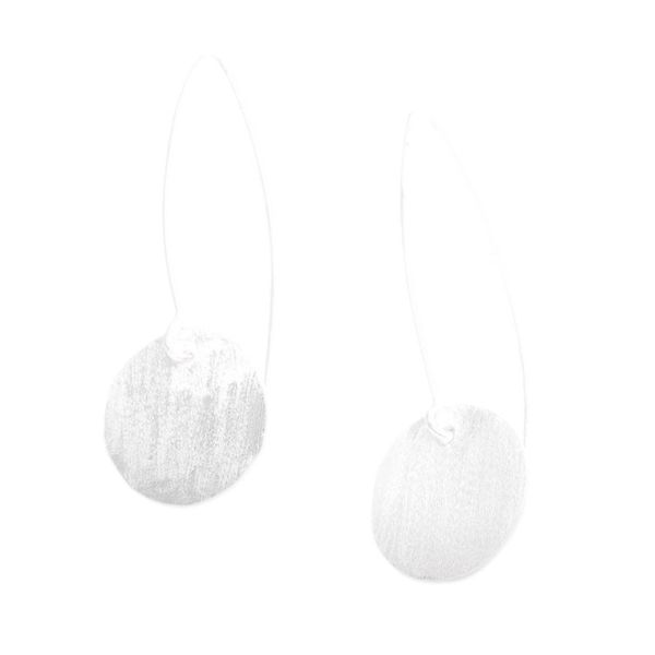 Alternate image for Minimalist Round Sterling Silver Drop Earrings from Bali Avant-Garde Moon