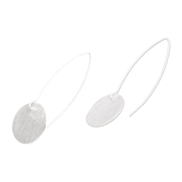 Alternate image for Minimalist Round Sterling Silver Drop Earrings from Bali Avant-Garde Moon