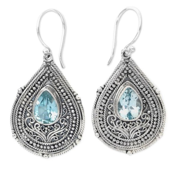 Alternate image for Teardrop Sterling Silver Dangle Earrings with Blue Topaz Princess Palace in Blue