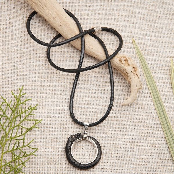 Alternate image for Snake-Themed Black Sterling Silver Pendant Necklace Viper Realm