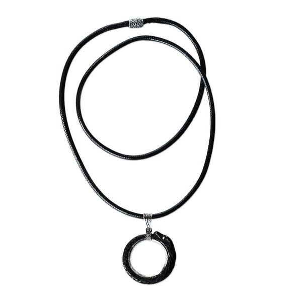 Alternate image for Snake-Themed Black Sterling Silver Pendant Necklace Viper Realm