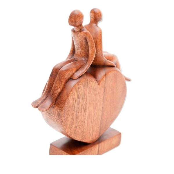 Alternate image for Heart-Shaped Inspirational Suar Wood Sculpture from Bali Best of Friendship