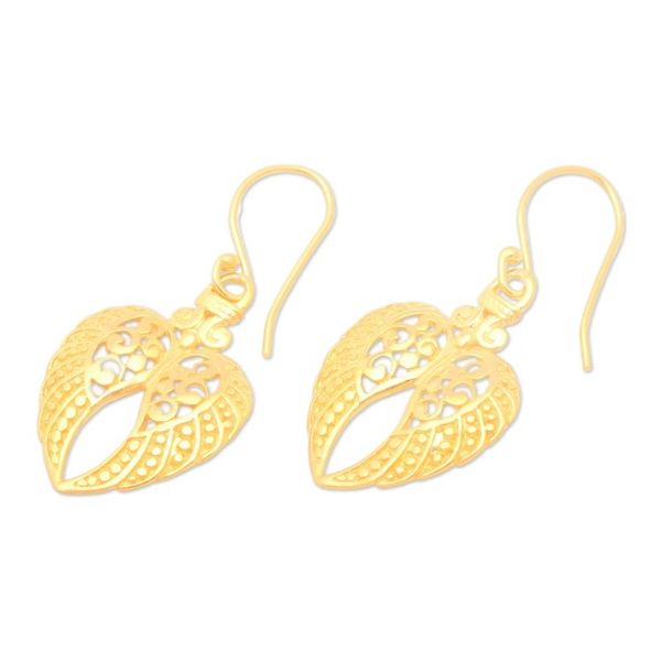 Alternate image for Traditional Angel-Themed 22k Gold-Plated Dangle Earrings Angelic Flight