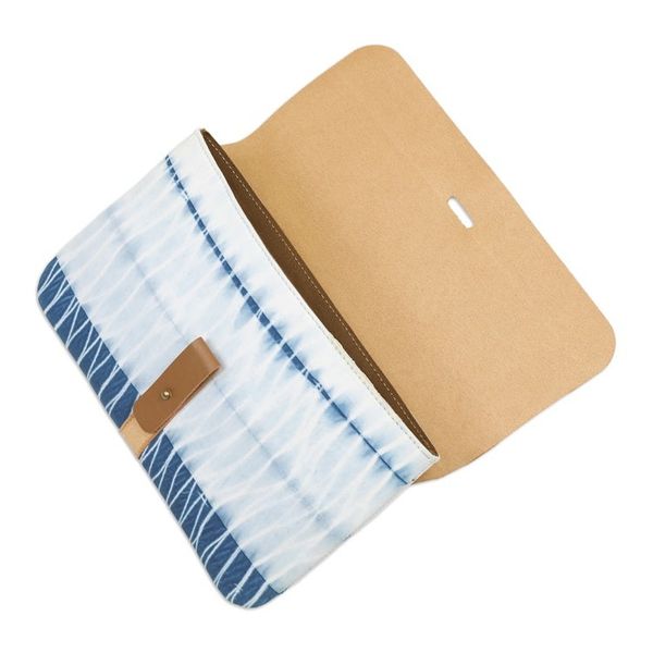 Alternate image for Blue Faux Leather and Cotton Clutch with Button Closure The Lake