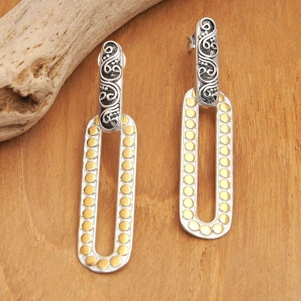 Alternate image for Sterling Silver Dangle Earrings with Gold-Plated Dot Accents Bubble Fantasy