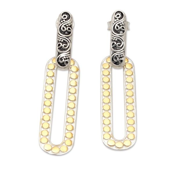 Alternate image for Sterling Silver Dangle Earrings with Gold-Plated Dot Accents Bubble Fantasy