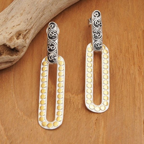 Alternate image for Sterling Silver Dangle Earrings with Gold-Plated Dot Accents Bubble Fantasy