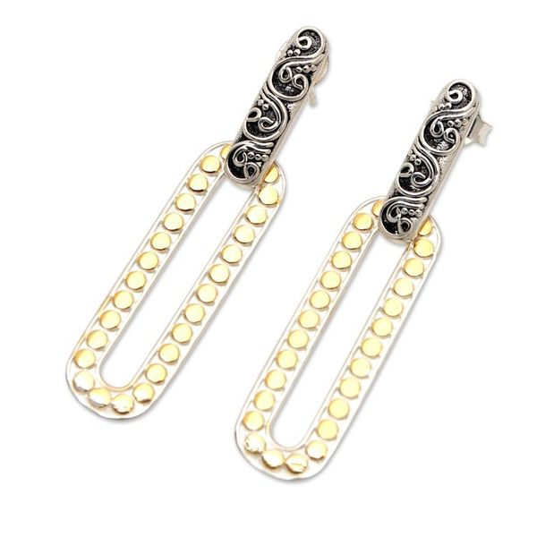 Alternate image for Sterling Silver Dangle Earrings with Gold-Plated Dot Accents Bubble Fantasy