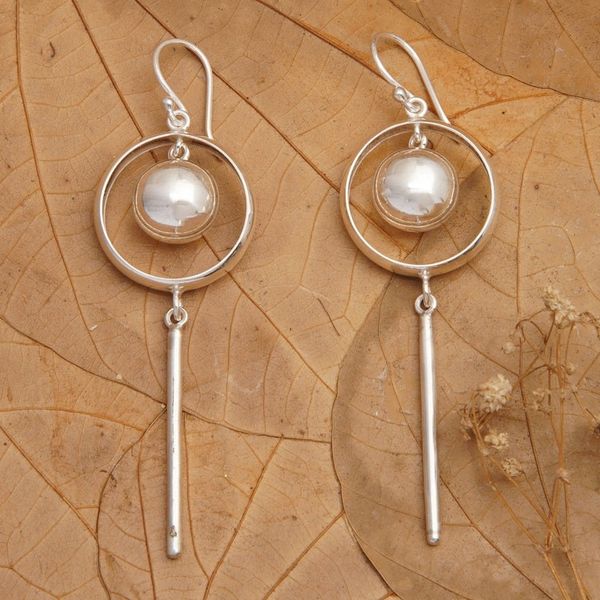 Alternate image for High Polished Abstract Sterling Silver Dangle Earrings Earths Hero