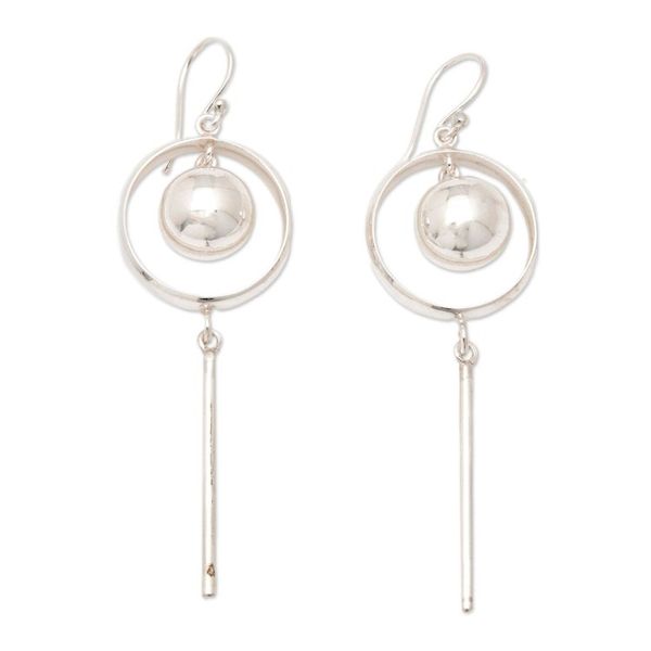 Alternate image for High Polished Abstract Sterling Silver Dangle Earrings Earths Hero