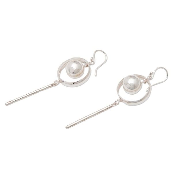 Alternate image for High Polished Abstract Sterling Silver Dangle Earrings Earths Hero