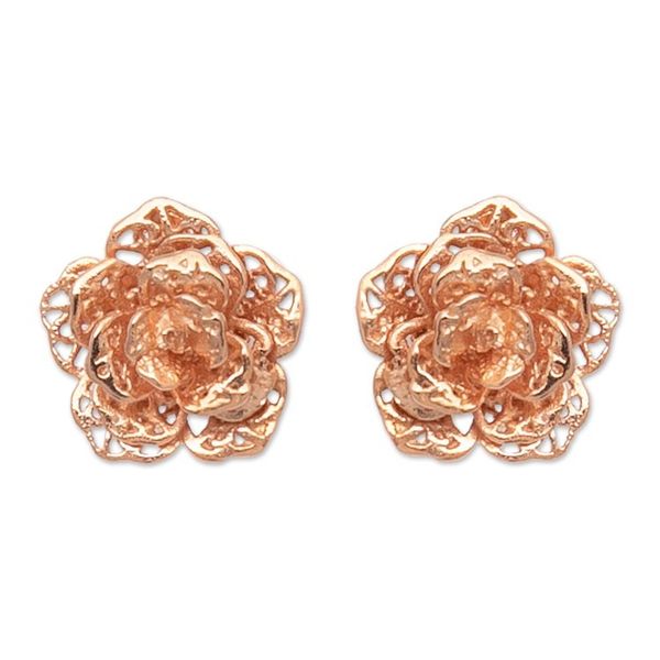 Alternate image for Polished Floral 18k Rose Gold-Plated Button Earrings Primaveral Rose