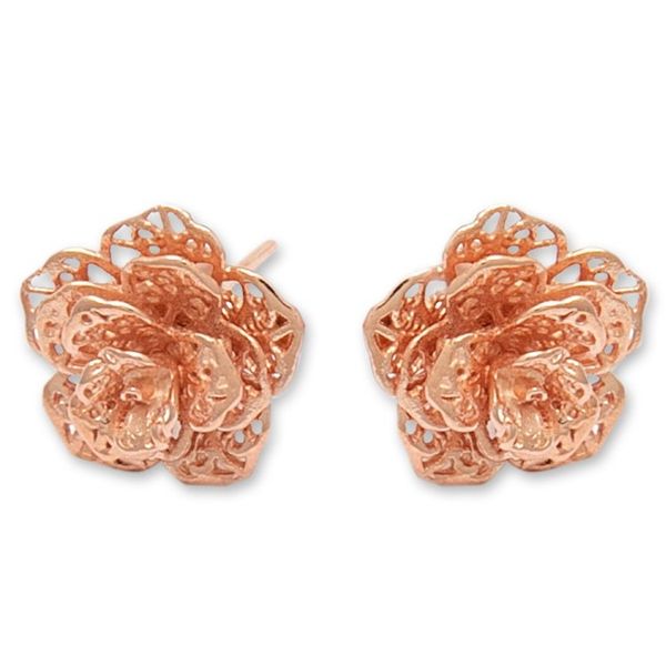 Alternate image for Polished Floral 18k Rose Gold-Plated Button Earrings Primaveral Rose