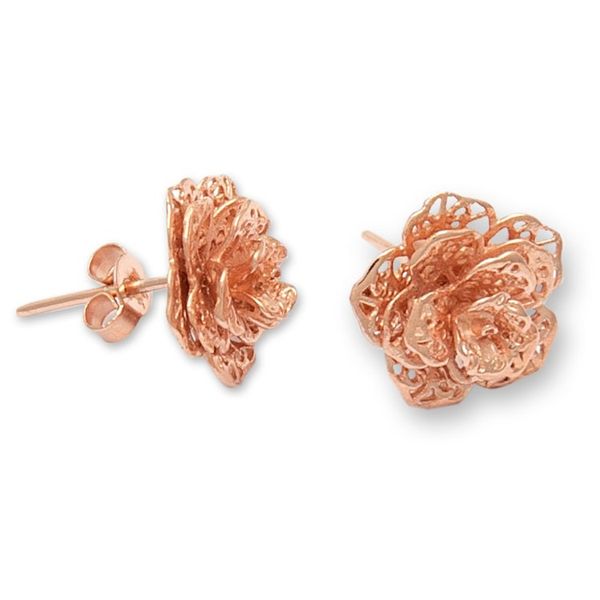 Alternate image for Polished Floral 18k Rose Gold-Plated Button Earrings Primaveral Rose