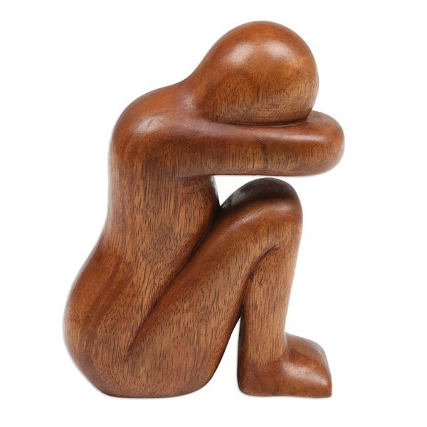 Alternate image for Hand-Carved Suar Wood Sculpture Crafted in Bali Lonely