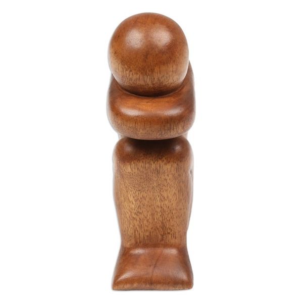 Alternate image for Hand-Carved Suar Wood Sculpture Crafted in Bali Lonely
