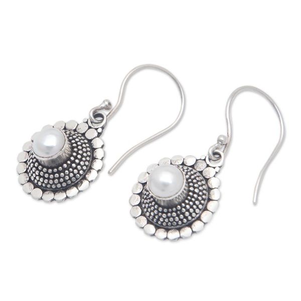 Alternate image for Round Sterling Silver Dangle Earrings with Cultured Pearls Ancestral Core