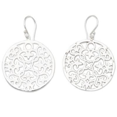 Alternate image for Classic Round Sterling Silver Dangle Earrings from Bali Morning Spring