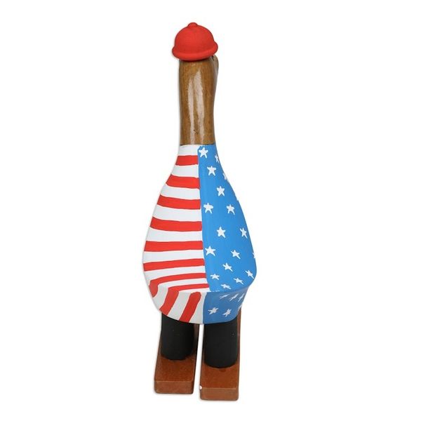 Alternate image for Handcrafted Bamboo Root and Teak Wood Skiing Duck Figurine Skiing for America