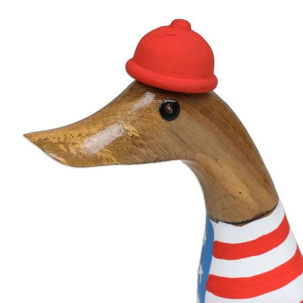 Alternate image for Handcrafted Bamboo Root and Teak Wood Skiing Duck Figurine Skiing for America