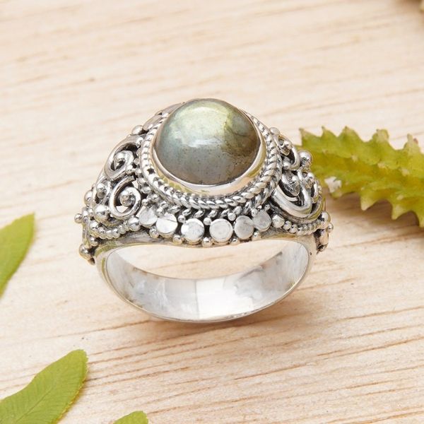Alternate image for Traditional Natural Labradorite Cocktail Ring from Bali Majestic Transformation
