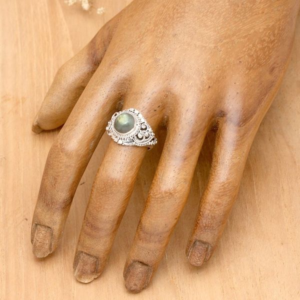 Alternate image for Traditional Natural Labradorite Cocktail Ring from Bali Majestic Transformation