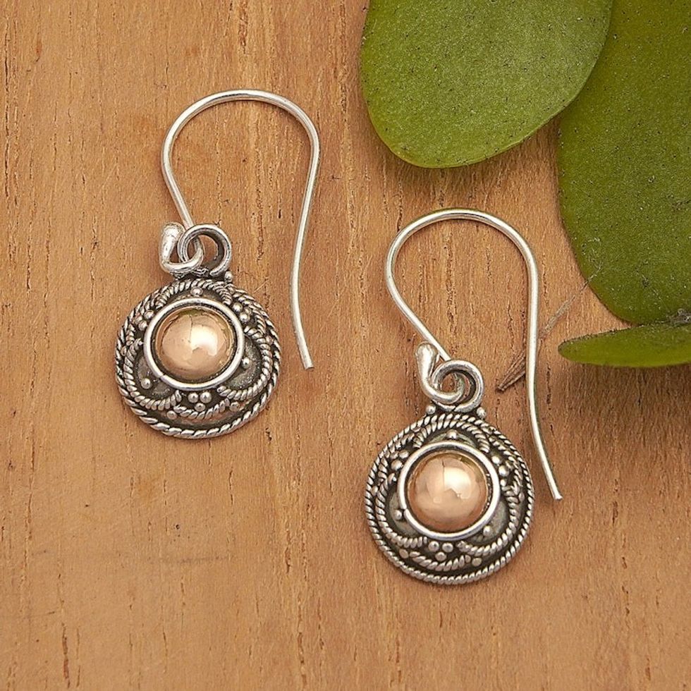 18k Gold-Accented Dangle Earrings Crafted in Bali 'Spring Gold'