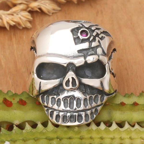 Alternate image for Mens 925 Silver Skull Cocktail Ring with Cubic Zirconia King of the Underworld