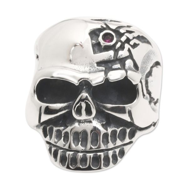 Alternate image for Mens 925 Silver Skull Cocktail Ring with Cubic Zirconia King of the Underworld
