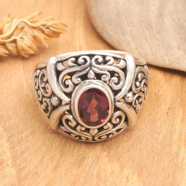 Alternate image for Traditional Domed Cocktail Ring with One-Carat Garnet Gem Perseverance Temple