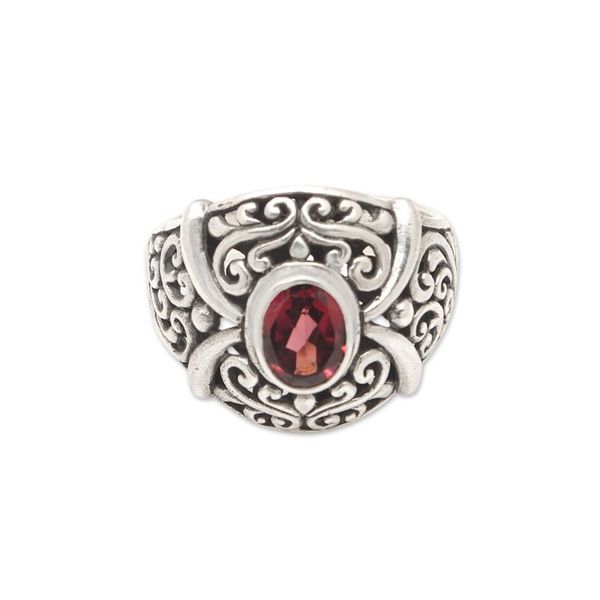 Alternate image for Traditional Domed Cocktail Ring with One-Carat Garnet Gem Perseverance Temple