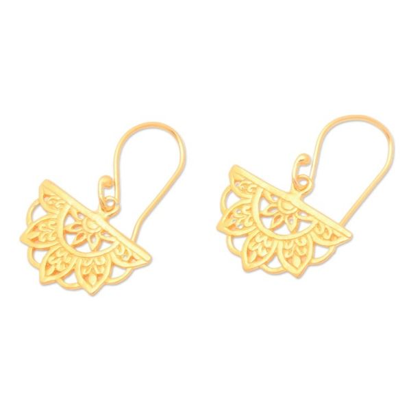 Alternate image for Traditional Chakra-Themed 22k Gold-Plated Dangle Earrings Half Chakra
