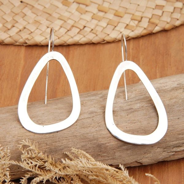 Alternate image for High-Polished Modern Sterling Silver Drop Earrings Celestial Modernity