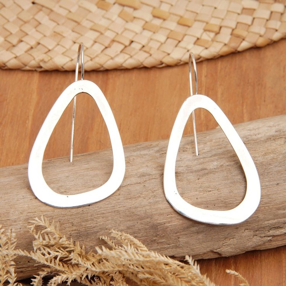 High-Polished Modern Sterling Silver Drop Earrings 'Celestial Modernity'