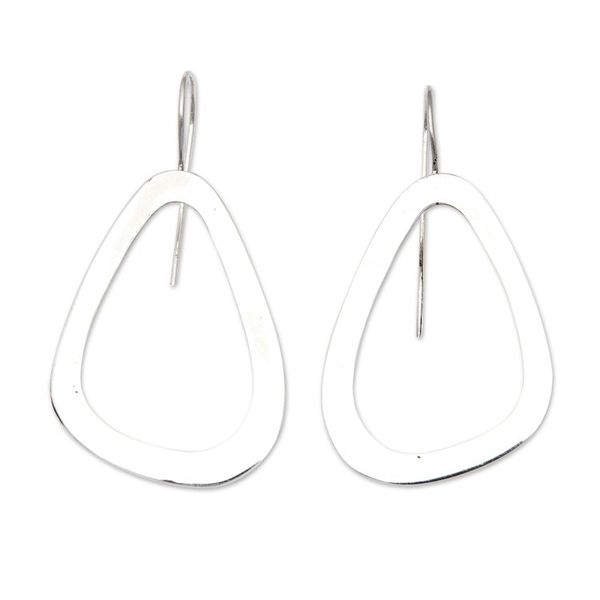 Alternate image for High-Polished Modern Sterling Silver Drop Earrings Celestial Modernity