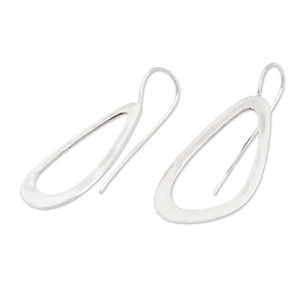 Alternate image for High-Polished Modern Sterling Silver Drop Earrings Celestial Modernity