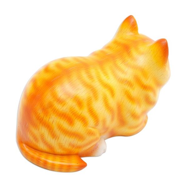 Alternate image for Handcrafted Kitten Suar Wood Figurine in Warm Hues Jolly Kitten