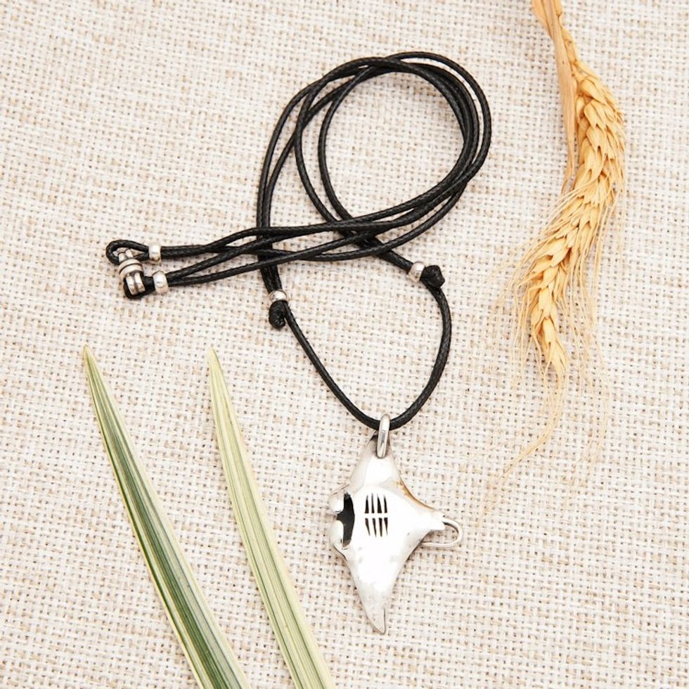 Adjustable Ray-Shaped Sterling Silver Pendant Necklace 'Spiritual Ray'