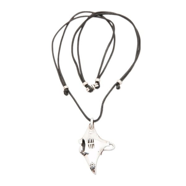 Alternate image for Adjustable Ray-Shaped Sterling Silver Pendant Necklace Spiritual Ray