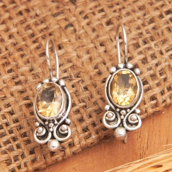 Alternate image for Classic Sterling Silver Drop Earrings with Citrine Jewels Bliss Marchioness