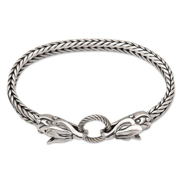 Alternate image for Polished Sterling Silver Eagle Pendant Bracelet from Bali Eagle Battle