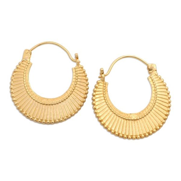 Alternate image for Polished 18k Gold-Plated Brass Hoop Earrings Crafted in Bali Heavens Palace