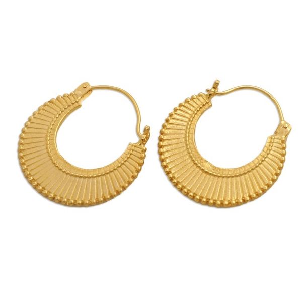 Alternate image for Polished 18k Gold-Plated Brass Hoop Earrings Crafted in Bali Heavens Palace